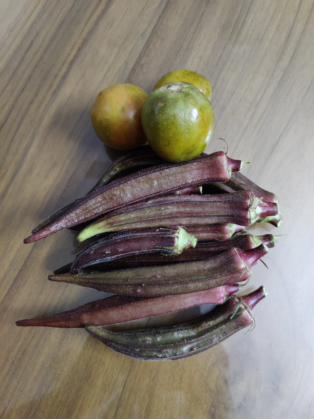 Farm-fresh purple and green okra straight from Satva Farm to Bengaluru customers