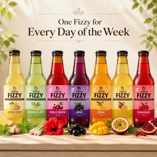 Satva Fizzy 7-Pack: seven probiotic soda flavours, one for every day of the week