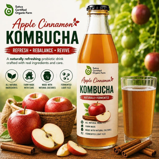 Apple cinnamon kombucha bottle - Satva Farm Bengaluru