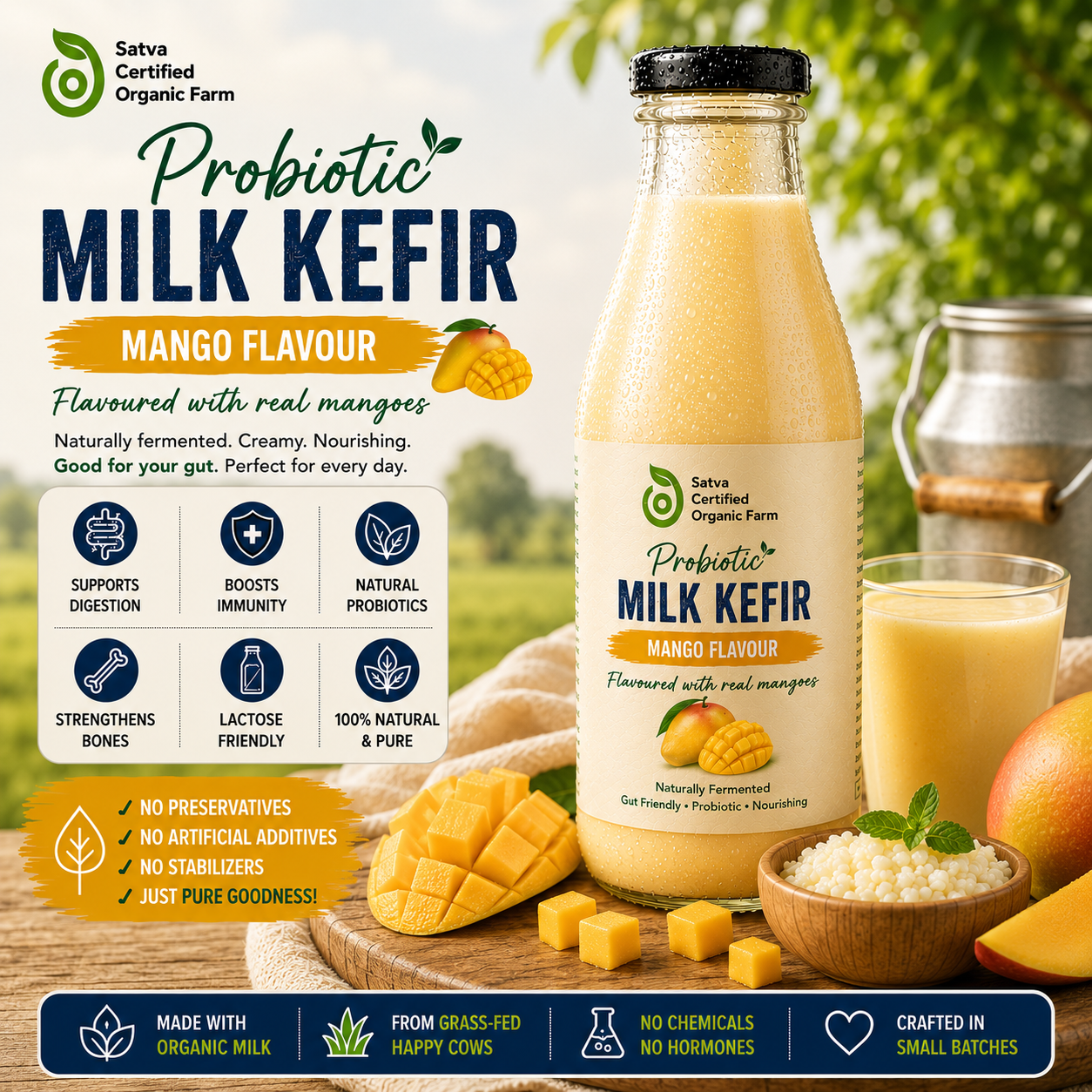 Organic Probiotic Kefir - Mango - 220 ml