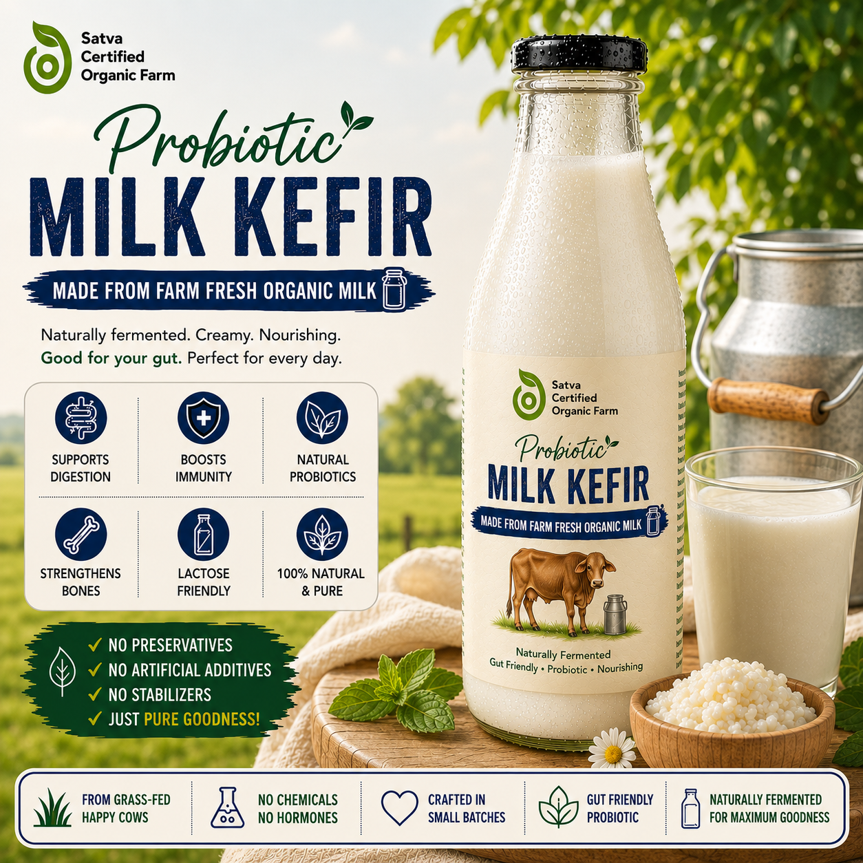 Organic Probiotic Kefir - Plain - 220 ml
