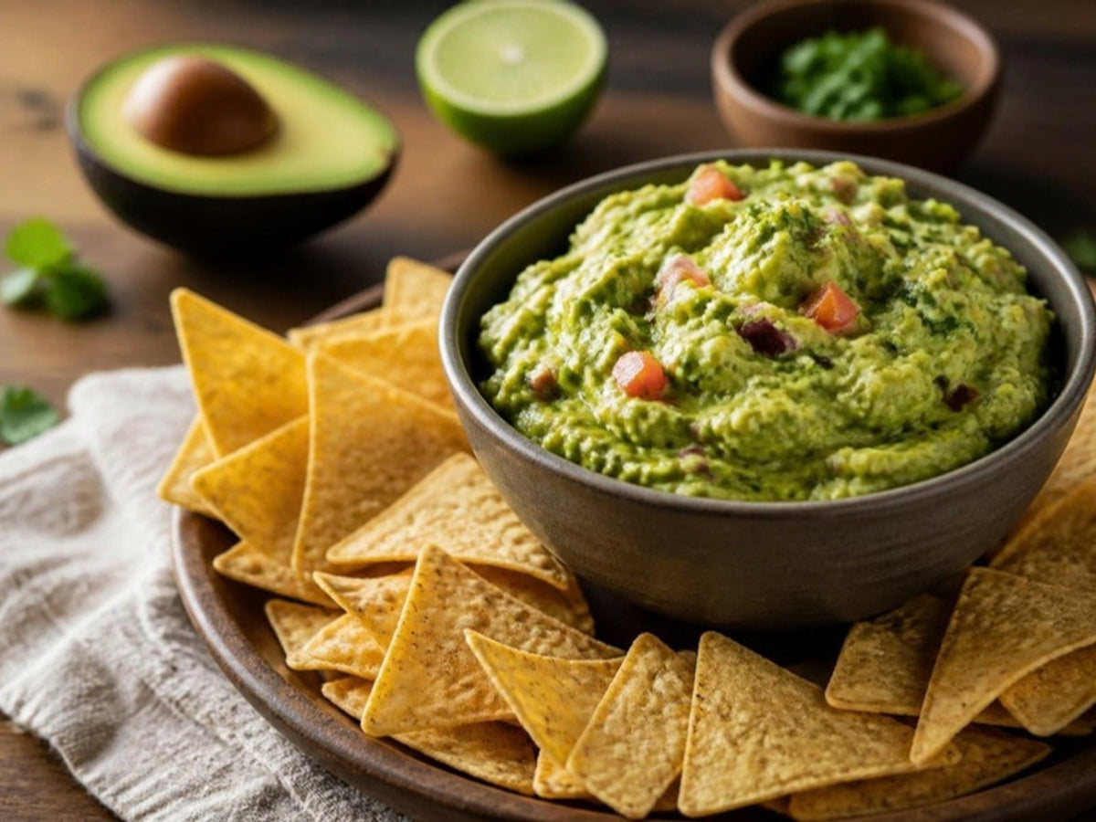 Guacamole with Baked Millet Dosa Chips