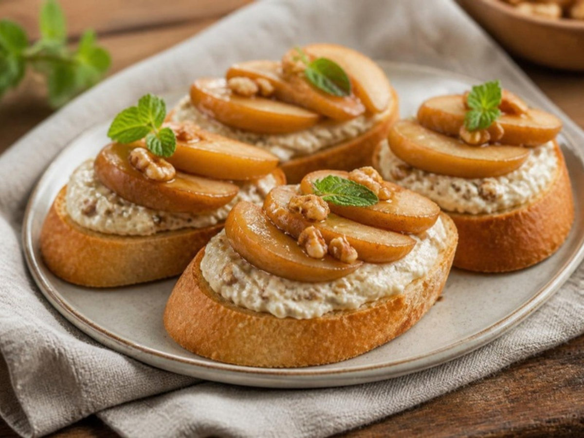 Honey Walnut Cream Cheese & Chiku Crostini