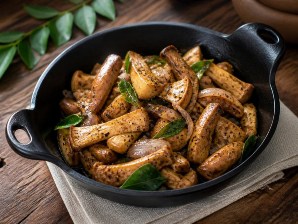 King Oyster Mushroom Pepper Fry