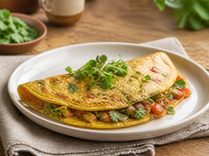 Masala Omelette with Microgreens