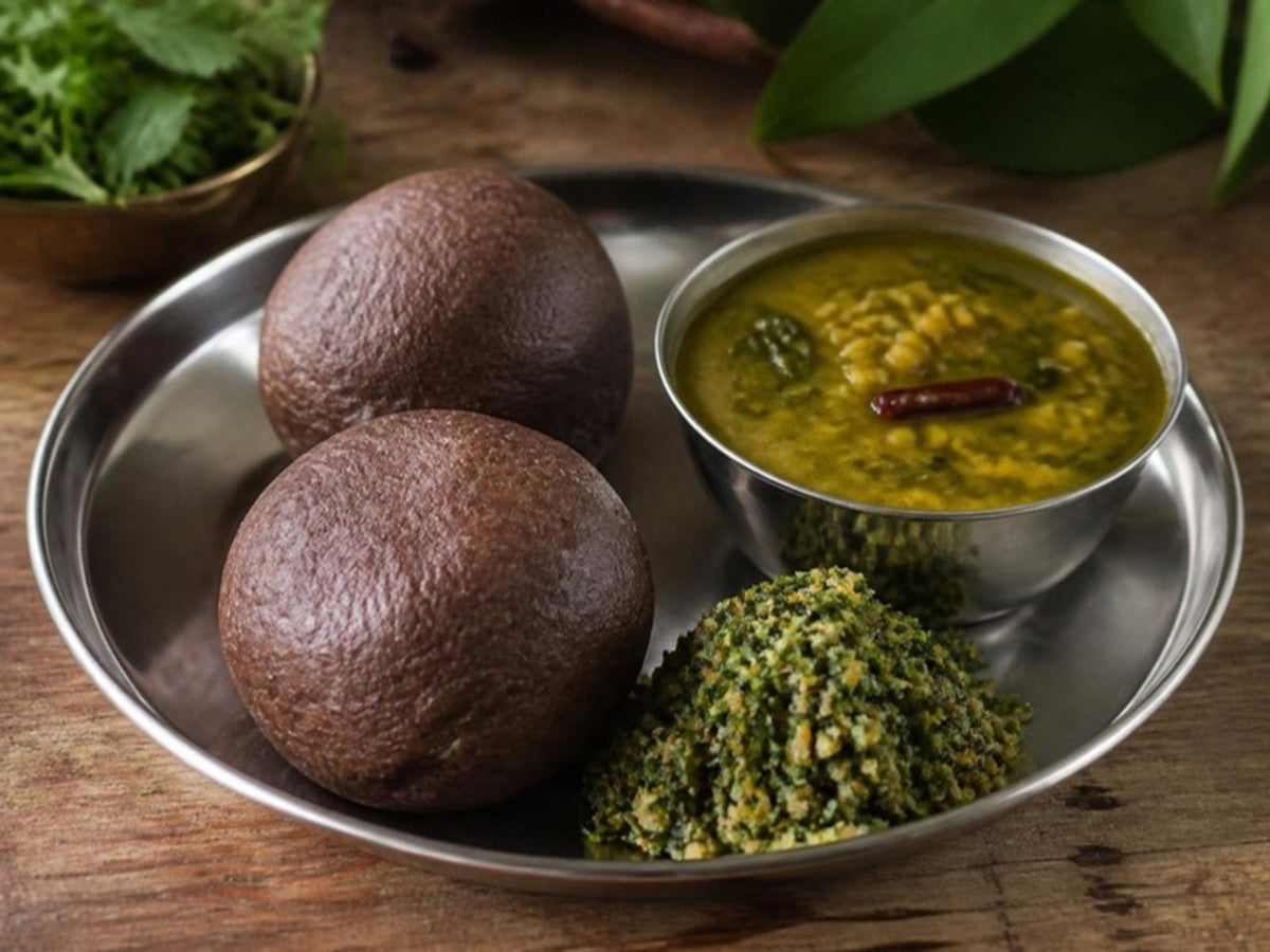 Ragi Mudde with Soppina Bassaru