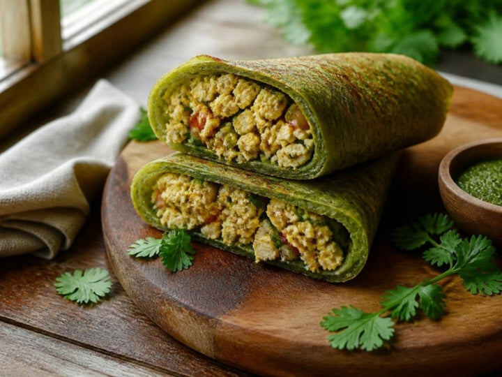 Spinach Millet Dosa Paneer Wrap