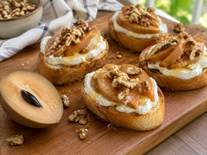 Honey Walnut Cream Cheese & Chiku Crostini